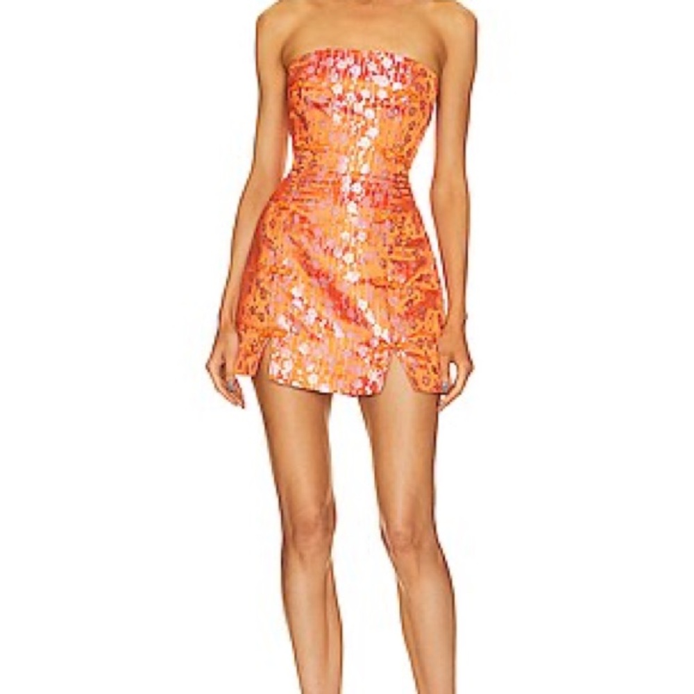 SAU LEE STRAPLESS ORANGE DRESS